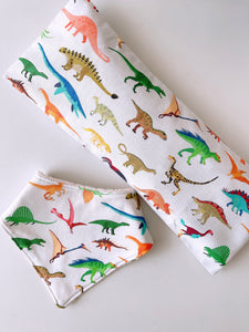 Colourful Dinos Set (Beansprout Husk Pillow+Bib)