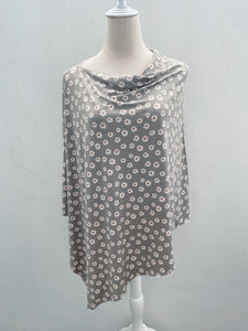 Daisies on Grey Nursing Poncho