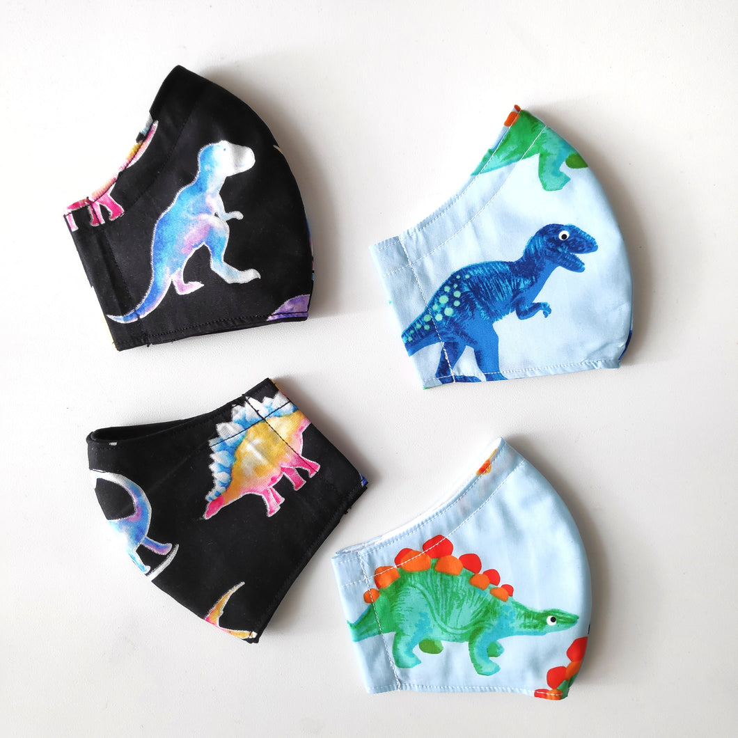 Dino Black & Dino Blue Face Masks