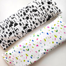 Woodlands2 & Confetti on White Beansprout Husk Pillow