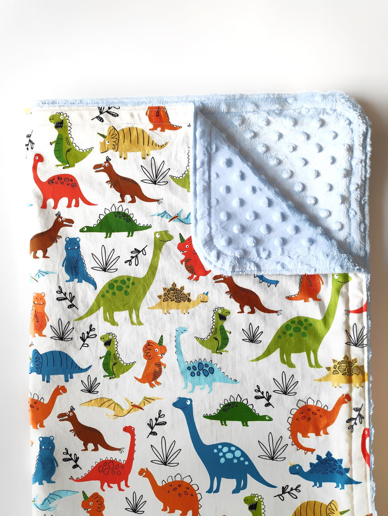 Dinos on White Cloud Blanket