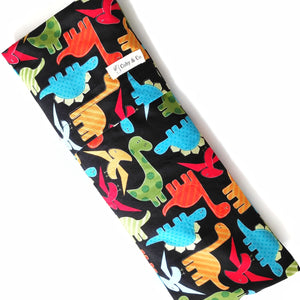 Dinos on Black Beansprout Husk Pillow