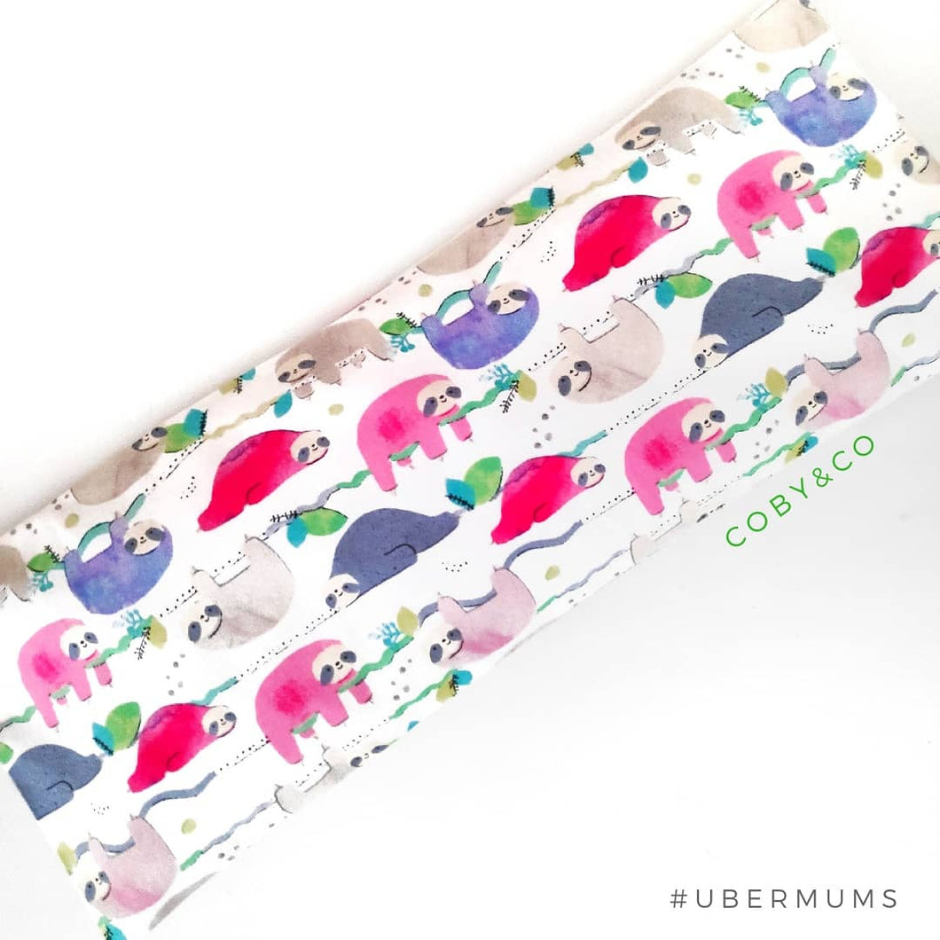 Watercolour Sloths Beansprout Husk Pillow