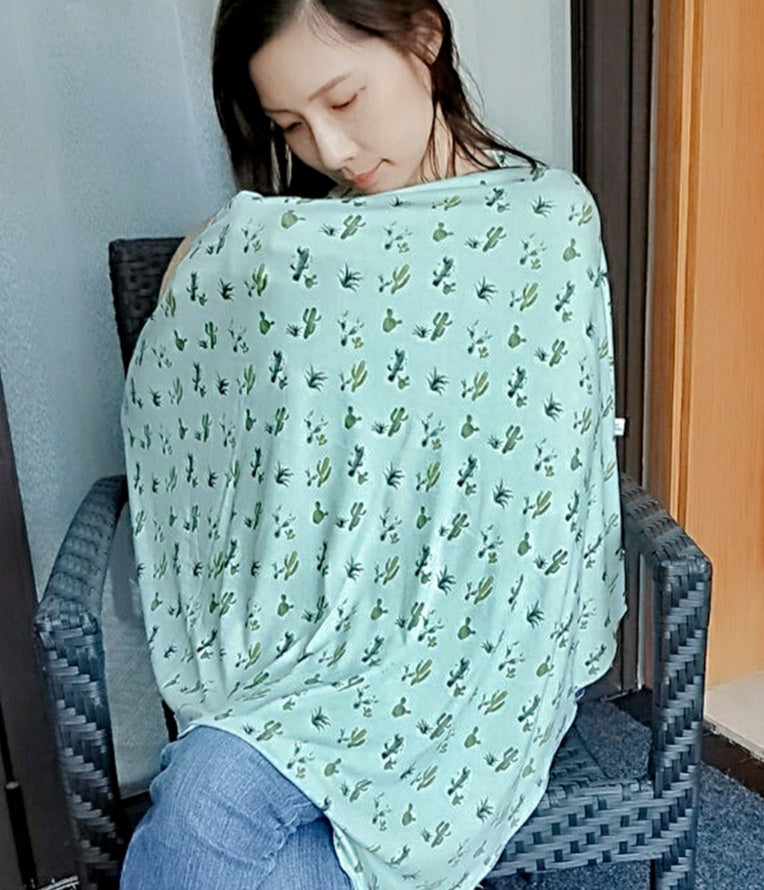 Cactus on Mint (RAYON SPANDEX) Nursing Poncho