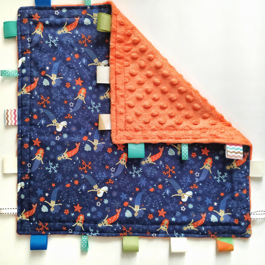 Mermaids on blue Tag Blankie