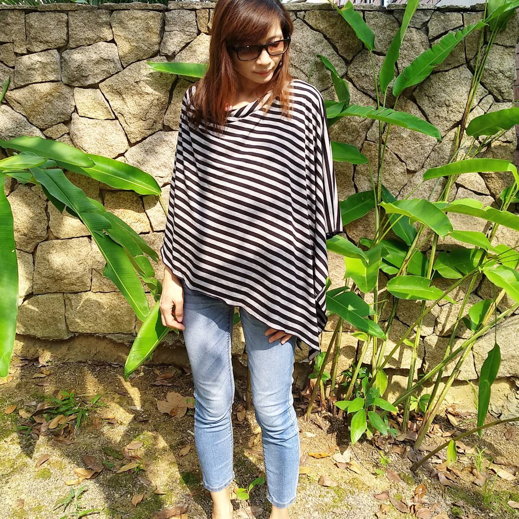 Black and Heather Grey Nursing Poncho