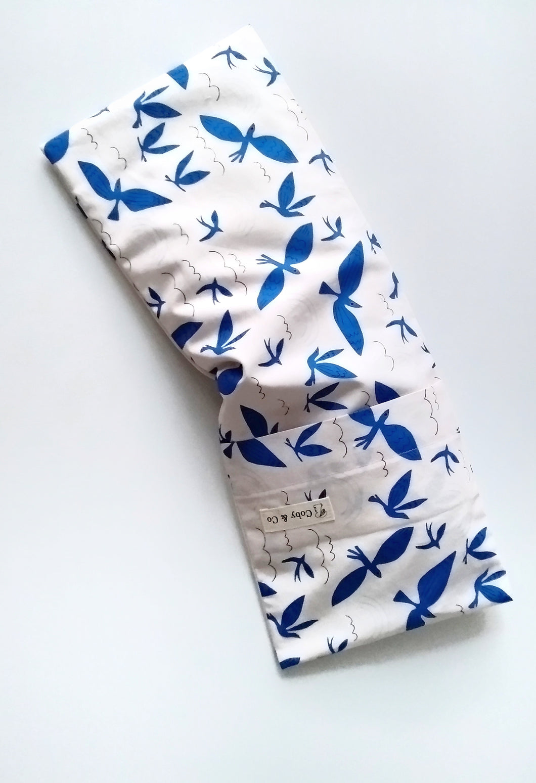 Bluebirds Beansprout Husk Pillow *Organic Cotton*