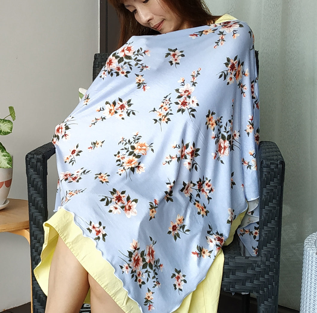 Baby blue floral Nursing Poncho
