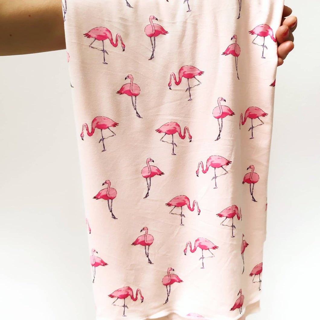 Flamingos on peach Nursing Ponchok