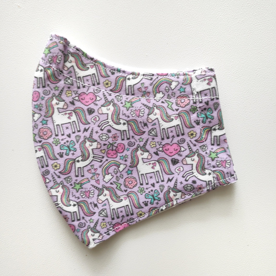 Lilac Unicorn Face Mask