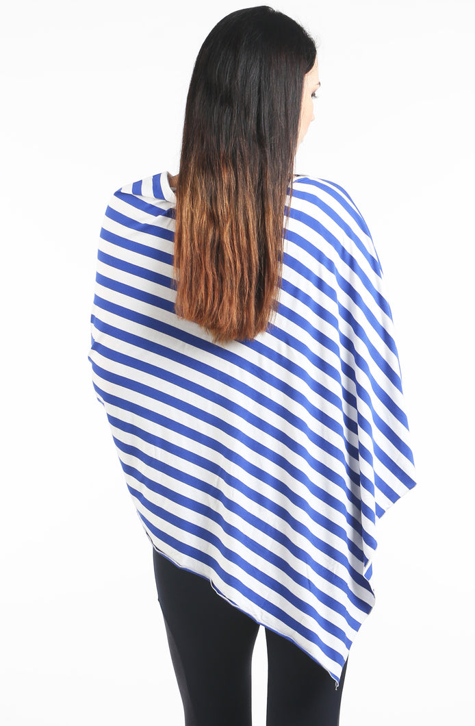 Blue & White Stripes Nursing Poncho