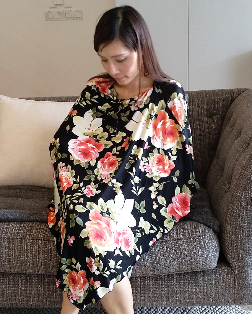 Coral Floral Nursing Poncho