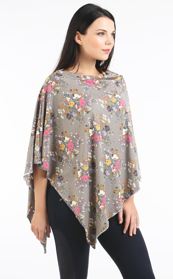 Earl Grey Floral Nursing Poncho(Cotton Spandex)