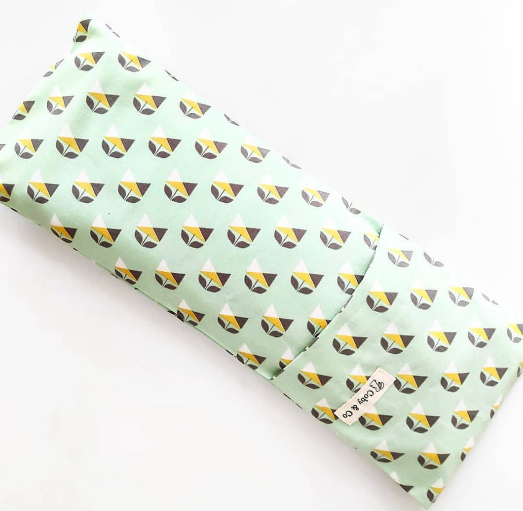 Tulips on Mint  Beansprout Husk Pillow *Organic Cotton*