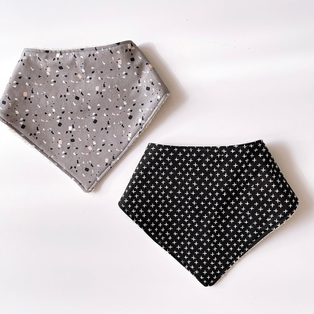 Grey Terrazzo & Black+ Bibs