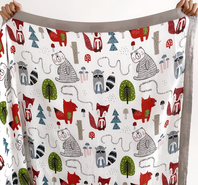 Forest Friends 6 Layer Bamboo Muslin Blanket