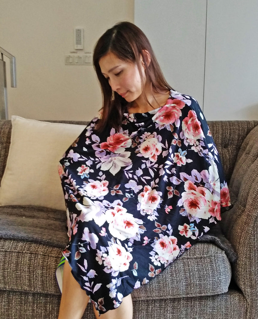 Lilac Floral Nursing Poncho